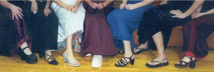 Our sexy shoes at coronation. 
everyone point and stare at my ugly, nasty, but quite colorful ankle. 