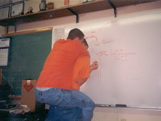 Brady and Jesse demonstrating some physics knowledge